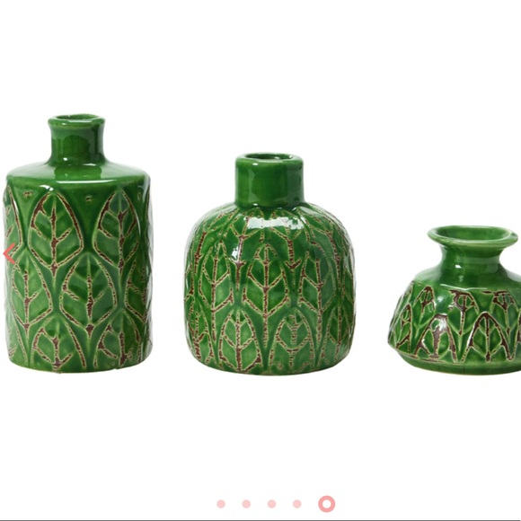 3 BLOOMINGVILLE Vases Jade Embossed Stoneware Clay Bud Decor Fall Autumn House - Picture 5 of 5